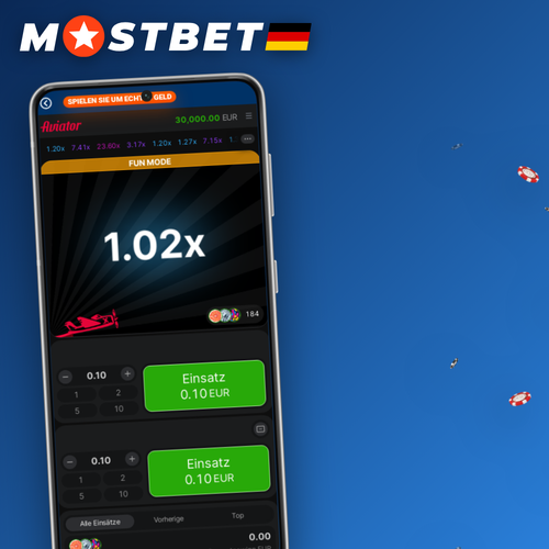 Mostbet Aviator Crash-Spiel mit leuchtendem Multiplikator und rotem Flugzeug